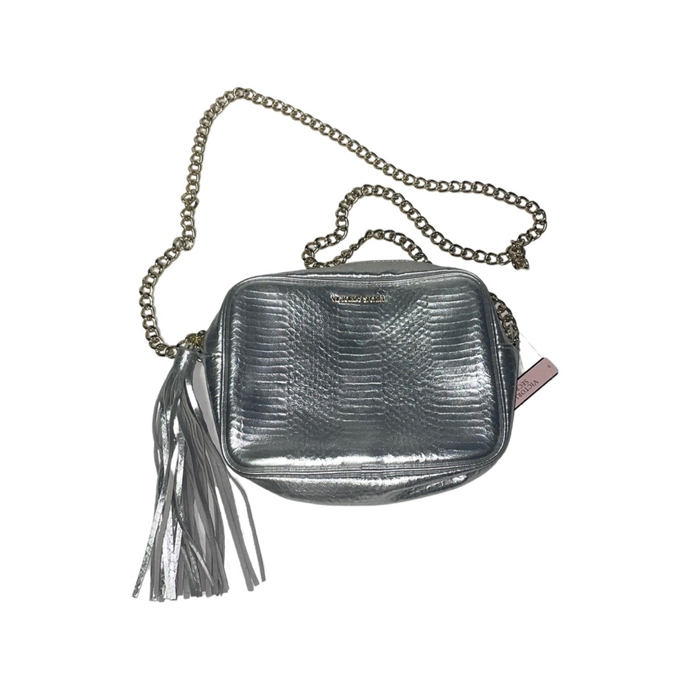 NWT Victoria Secret Tasseled Crossbody Bag - Silver - One Size